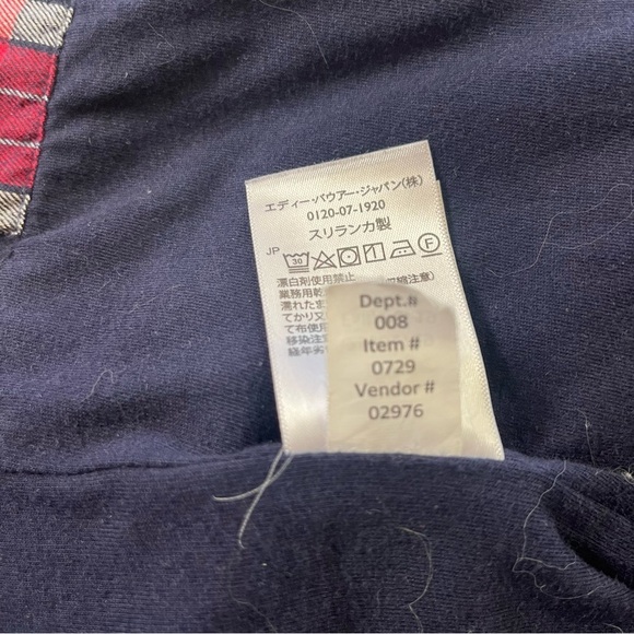 Eddie Bauer Navy & Red Plaid Button Down Lined Hooded Shacket - Picture 7 of 12